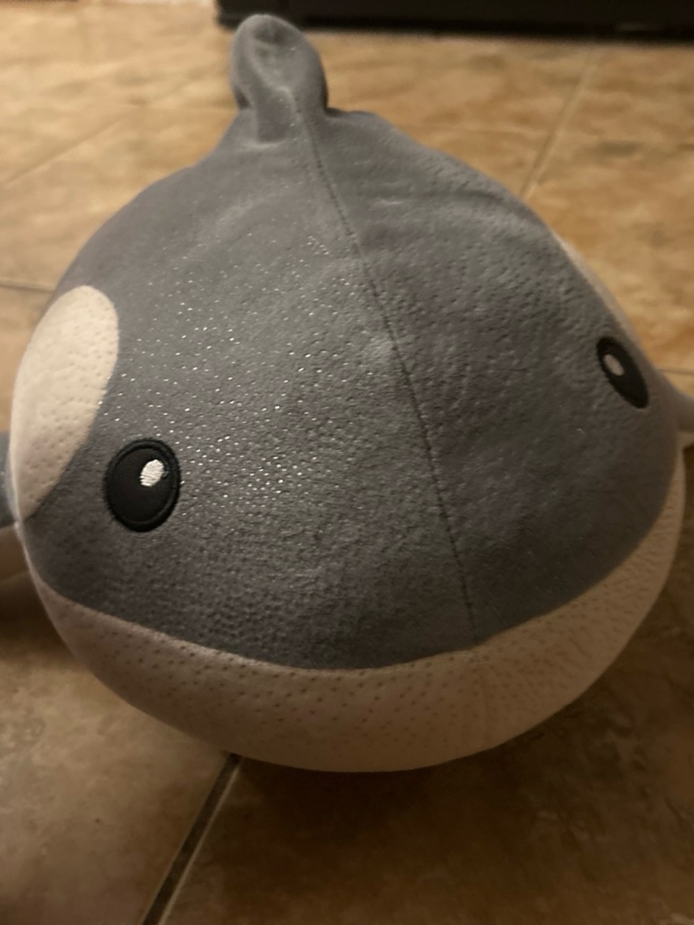 Gray Plush Whale Stuffed Animal - Soft Decorative Toy